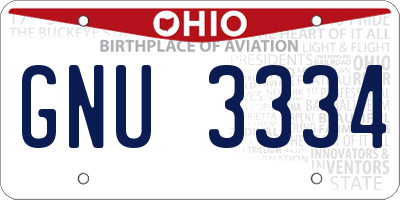 OH license plate GNU3334