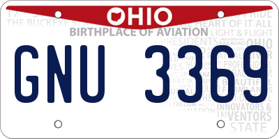 OH license plate GNU3369