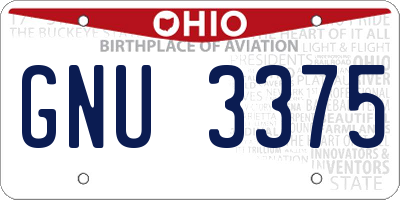 OH license plate GNU3375
