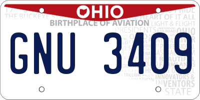 OH license plate GNU3409