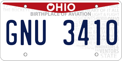 OH license plate GNU3410