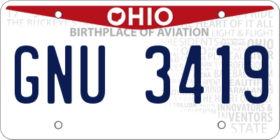 OH license plate GNU3419