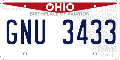 OH license plate GNU3433