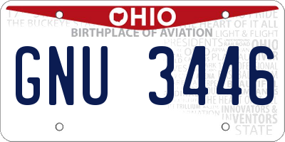 OH license plate GNU3446