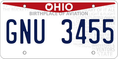 OH license plate GNU3455