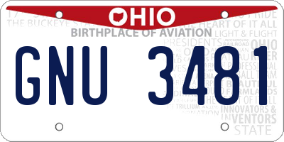 OH license plate GNU3481
