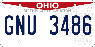 OH license plate GNU3486