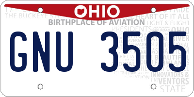 OH license plate GNU3505
