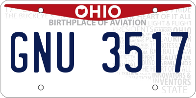 OH license plate GNU3517