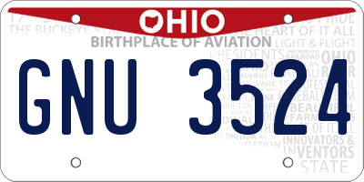 OH license plate GNU3524