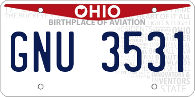 OH license plate GNU3531