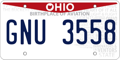 OH license plate GNU3558