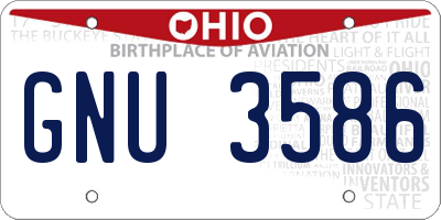 OH license plate GNU3586