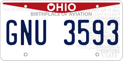 OH license plate GNU3593