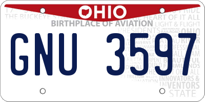 OH license plate GNU3597