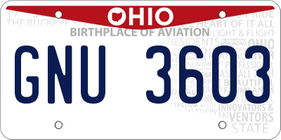 OH license plate GNU3603