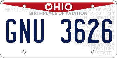 OH license plate GNU3626