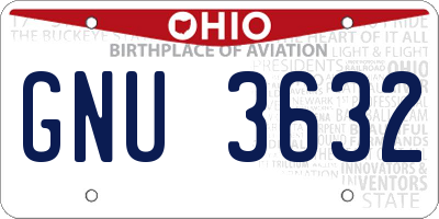OH license plate GNU3632