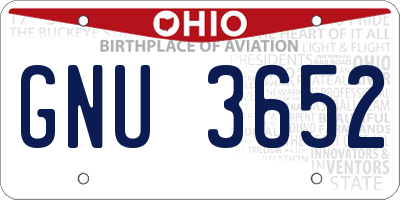 OH license plate GNU3652