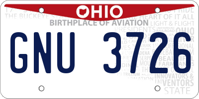 OH license plate GNU3726