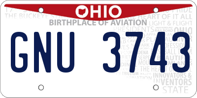 OH license plate GNU3743