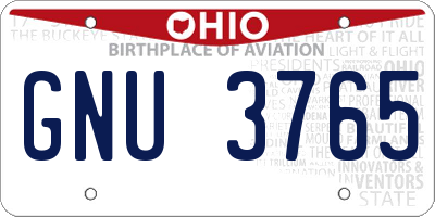 OH license plate GNU3765