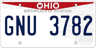 OH license plate GNU3782