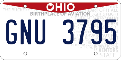 OH license plate GNU3795