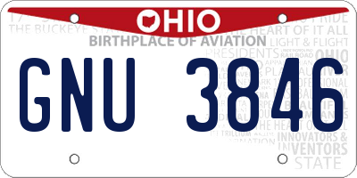 OH license plate GNU3846