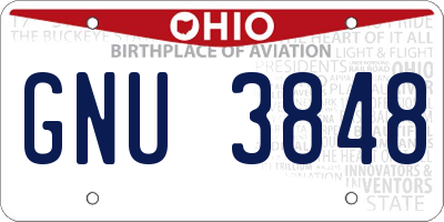 OH license plate GNU3848