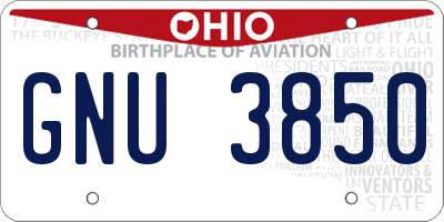 OH license plate GNU3850
