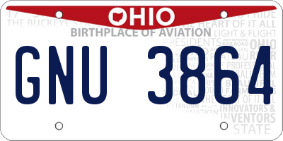 OH license plate GNU3864