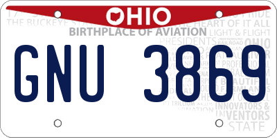 OH license plate GNU3869