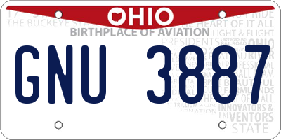 OH license plate GNU3887