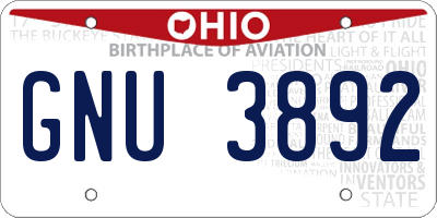OH license plate GNU3892