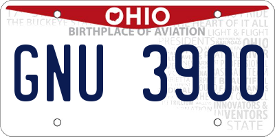OH license plate GNU3900