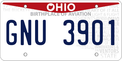 OH license plate GNU3901
