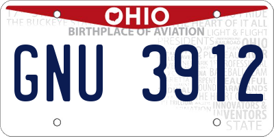 OH license plate GNU3912