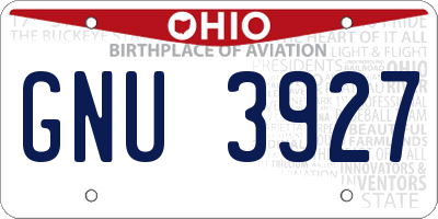 OH license plate GNU3927