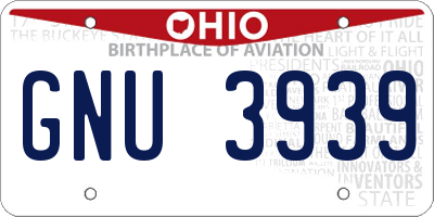 OH license plate GNU3939