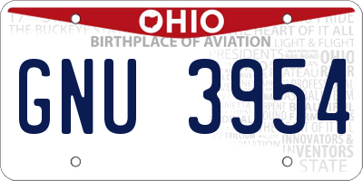 OH license plate GNU3954