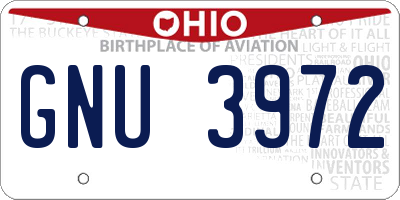 OH license plate GNU3972