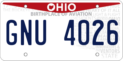 OH license plate GNU4026
