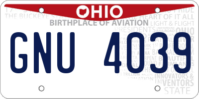 OH license plate GNU4039