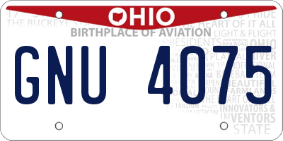 OH license plate GNU4075
