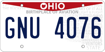 OH license plate GNU4076