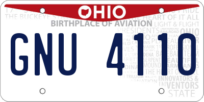 OH license plate GNU4110