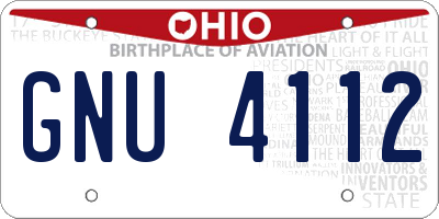 OH license plate GNU4112