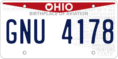 OH license plate GNU4178