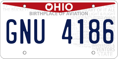 OH license plate GNU4186